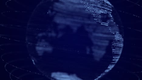 Virtual planet Earth with particles and lines. Network connection big data. Abstract technology blue background. 3D rendering.