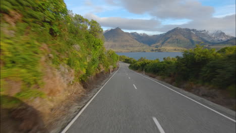 otago, new zealand - traveling along a road that leads to glenorchy - pov