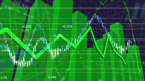 Finanzdatenverarbeitung-Gegen-Grüne-Diagramme,-Die-Sich-Bewegen