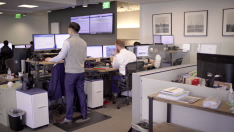 Office Workplace with Employees in Cubicles