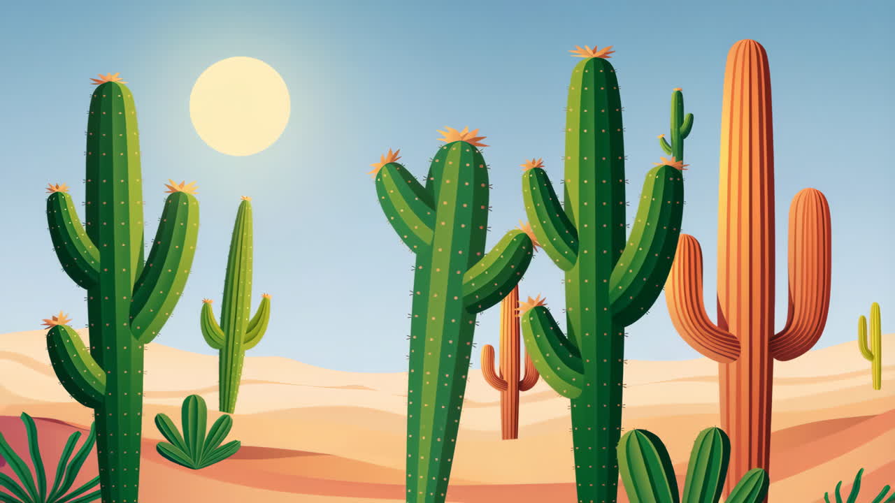 Desert Landscape with Cacti Illustration