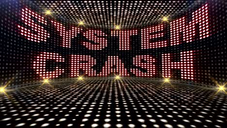 system crash text and abstract crazy lights bulb animation, rendering, background, loop