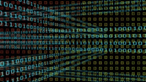 Animation-of-rows-of-pattern-spinning-over-binary-coding-and-data-processing