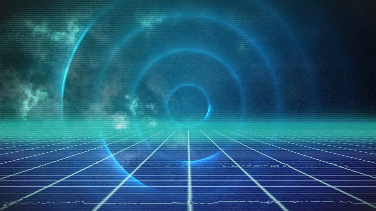 파란색 공간에서 반 ⁇ 이는 원의 애니메이션