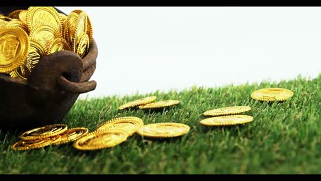 Leprechauns-pot-of-gold-on-grass-for-st-patricks