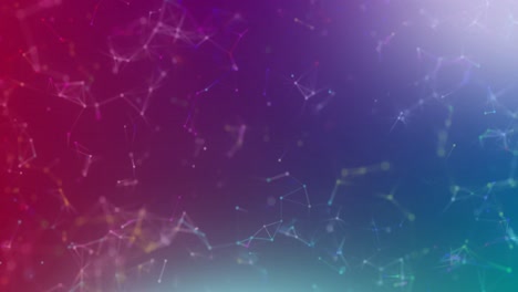 animación de redes de conexiones flotando sobre un fondo rosa a púrpura