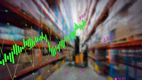 animación del procesamiento de datos financieros en el almacén