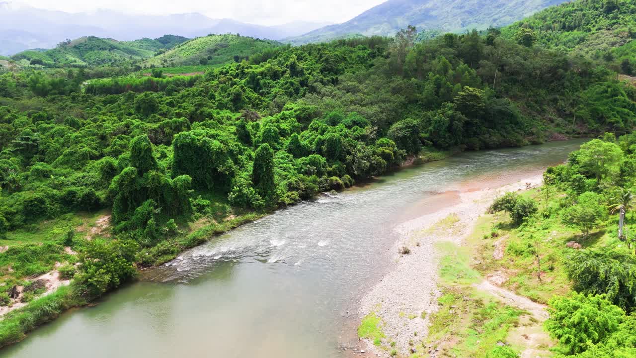 Aerial View of the River Stream in Lam Dong