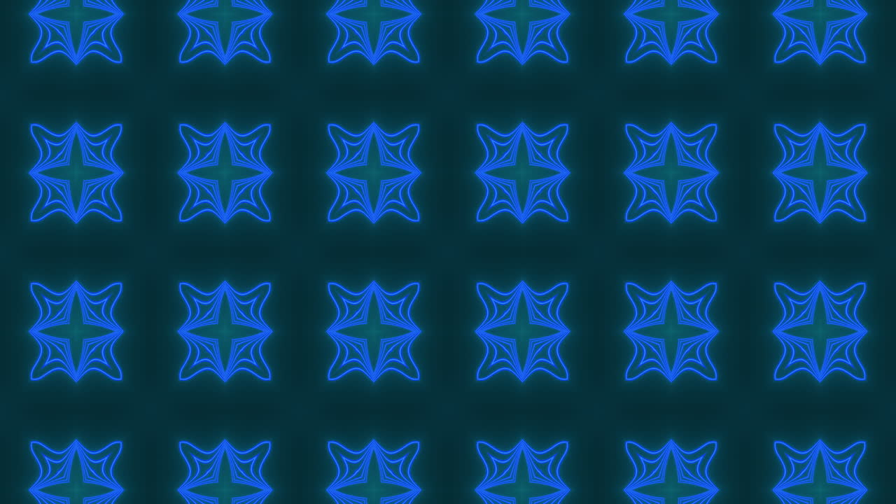 animación de múltiples formas de caleidoscopio azul neón brillantes que se mueven en un bucle sin costuras
