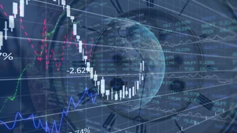 animación del procesamiento de datos financieros en todo el mundo y en la red
