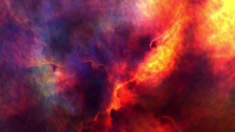 vuelo de rotación espacial en un campo estelar y una hermosa nebulosa naranja azul.3d representación de volar a través de una galaxia espacial en la singularidad del universo espacio del big bang. video de ciencia ficción abstracto con espacio, galaxias, nebulosas, estrellas