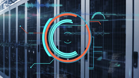 animation of scope scanning with data processing over server room