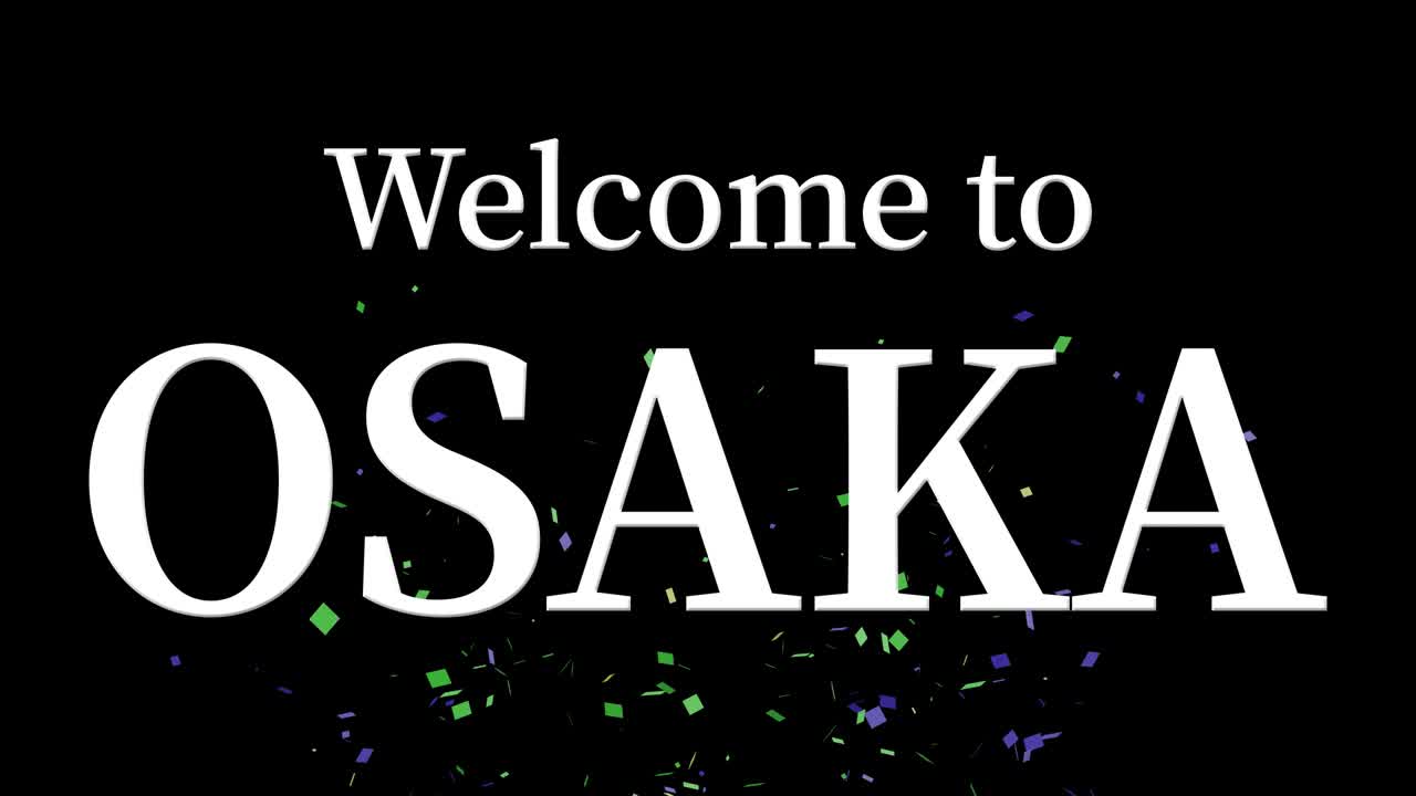 bienvenido a osaka mensaje de texto animación gráficos en movimiento