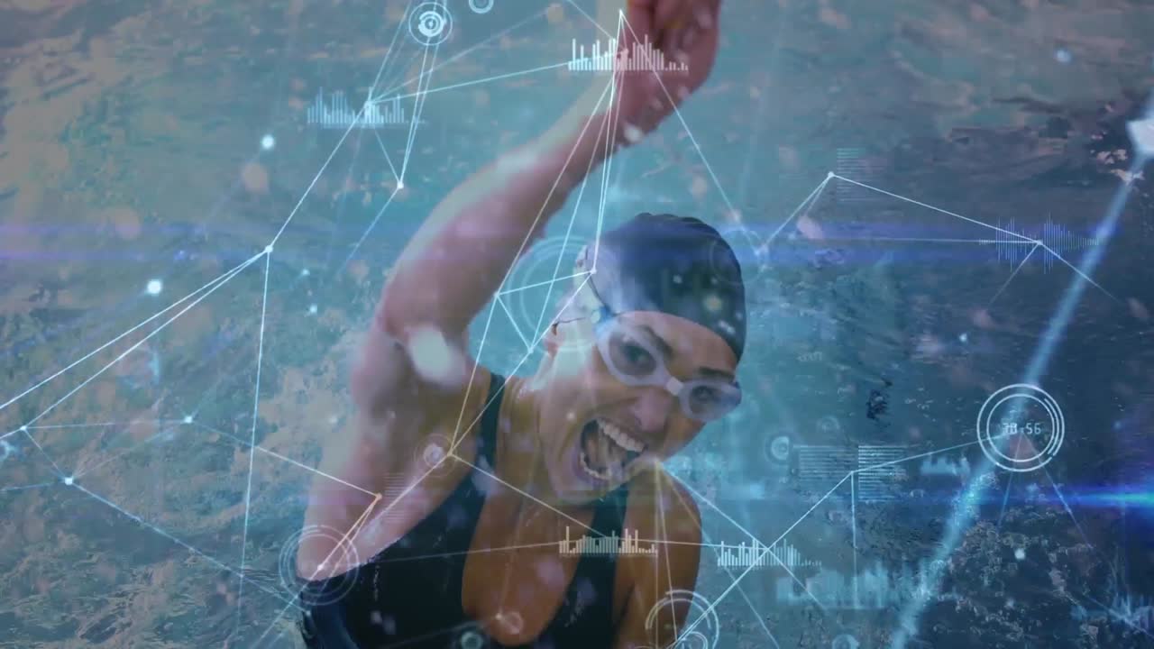 여성 수영 선수와의 네트워크 연결