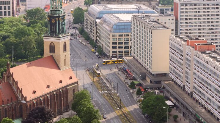 Trams Crossing Intersecion in Berlin