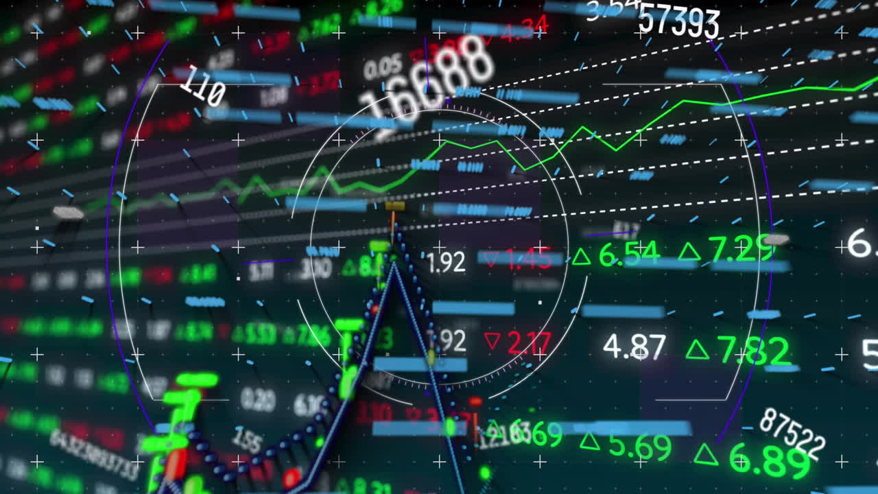검은색 배경에서 스 스캔과 디지털 데이터 처리의 애니메이션