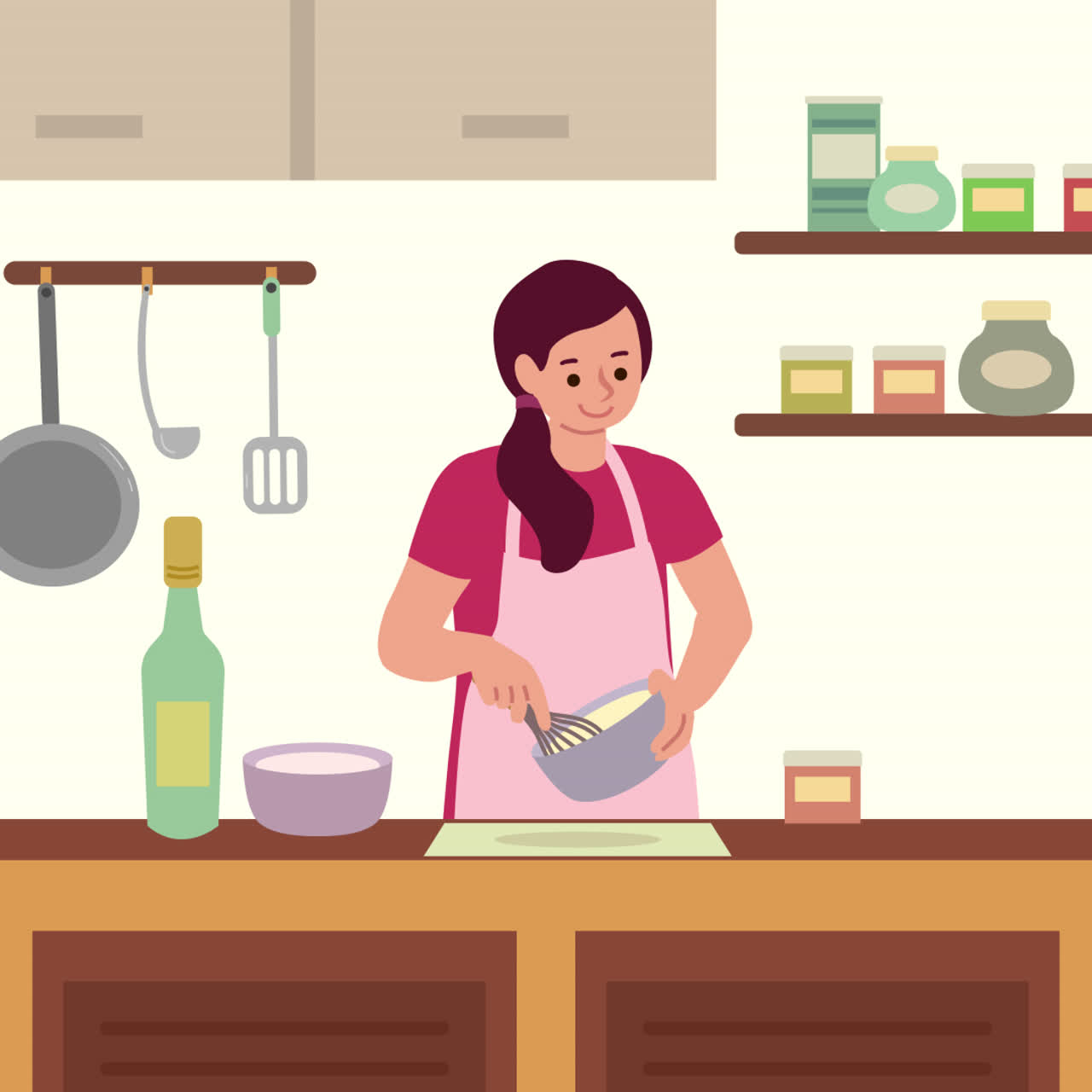 Woman Cooking in a Kitchen