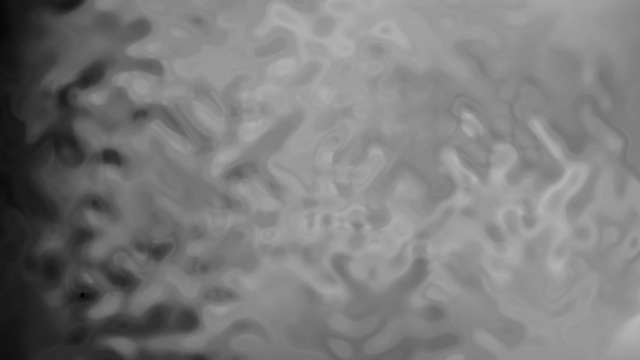 Top View of Slow Moving Fractal Fluid Ripples with Dark to Bright Gradient. Abstract Motion Graphics