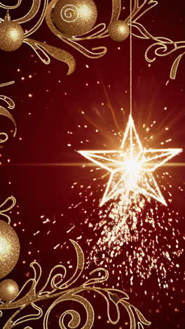 festive red and gold christmas star background with ornaments