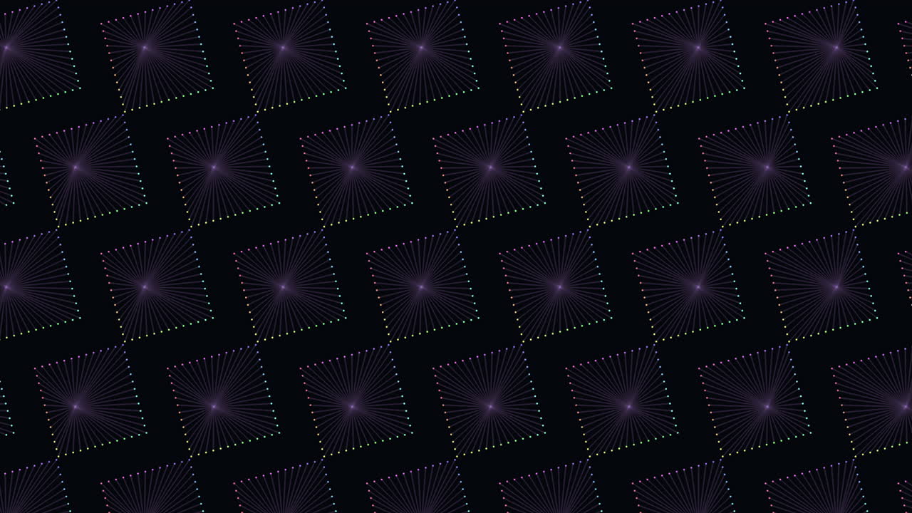 어두운 그라데이션에 점이 있는 네온 사각형 패턴