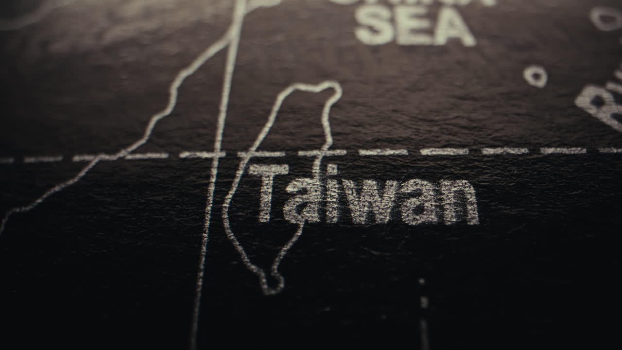 Close-up of Taiwan on a world map