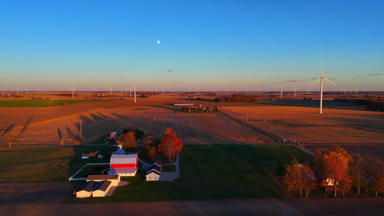 Vindmøllepark i Michigan, USA, der producerer ren energi. Alternativ elproduktion til miljøbeskyttelse