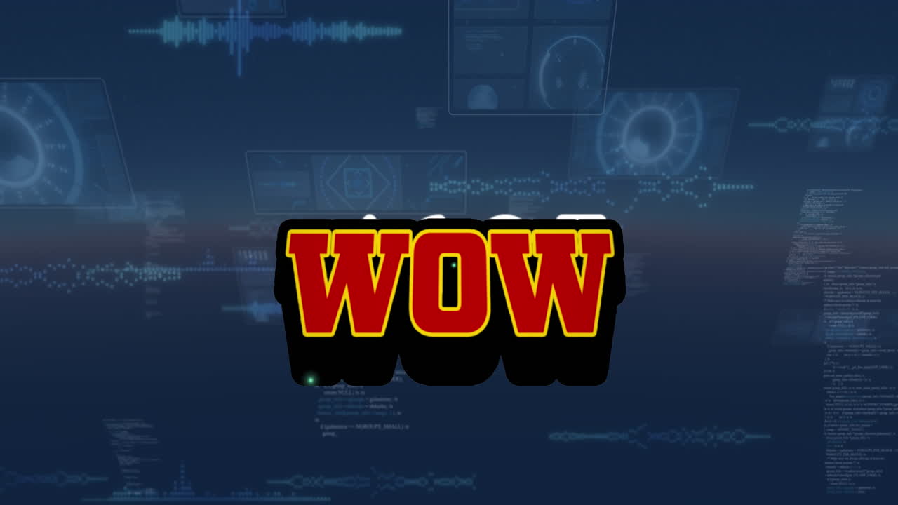 범위 스캐닝과 데이터 처리의 wow 텍스트의 애니메이션