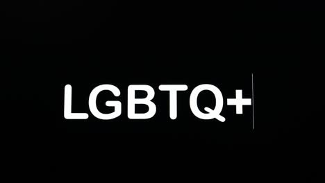 tipografía que aparece en la pantalla sobre un fondo negro con la palabra lgbtq