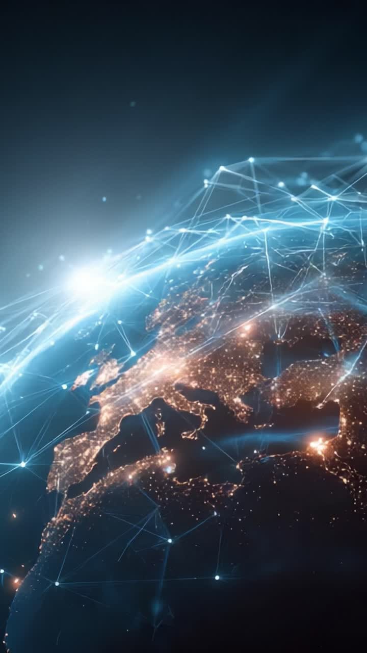 A Stunning Visualization of Our Planet Captured from Space, Highlighting the Interconnectedness of Global Networks Beneath the Shimmering Stars and Brilliant Glow