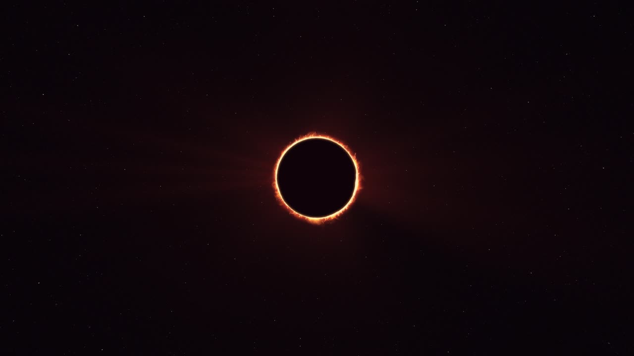 foto panorámica de la corona del anillo de fuego del eclipse solar total, vista desde el espacio