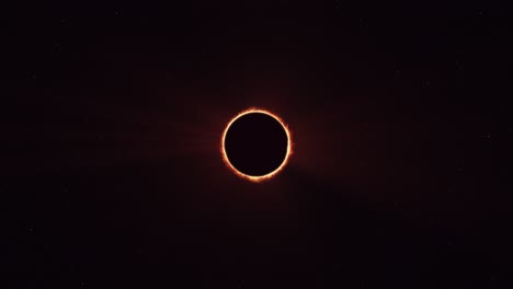 Wide-shot-of-Total-Solar-Eclipse-fire-ring-corona,-view-from-space