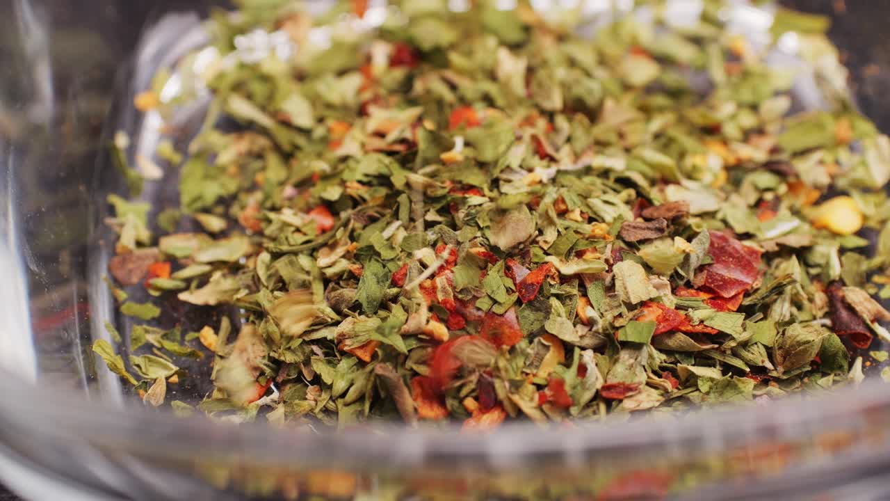 Mixed Dried Spices in a Glass Bowl