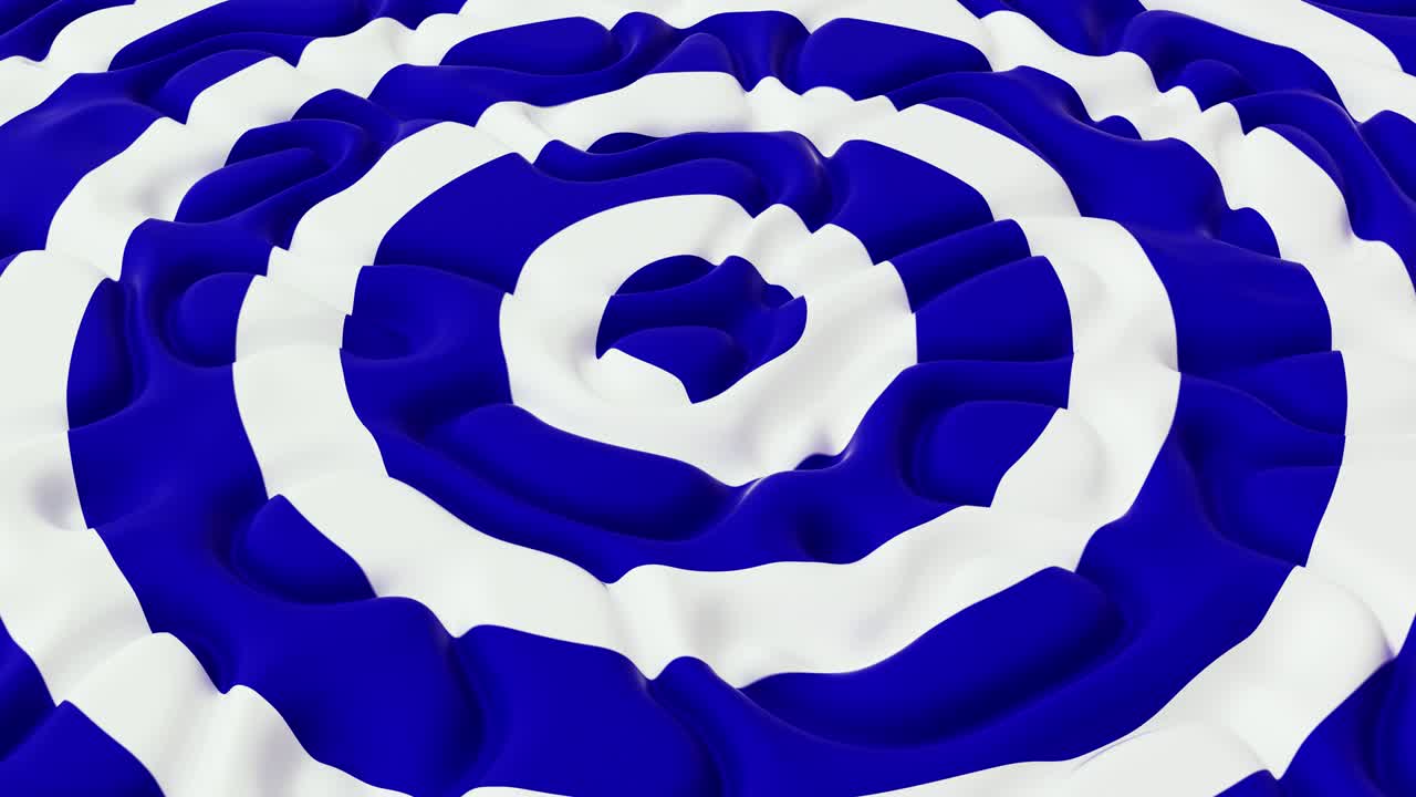 fondo abstracto con círculos blancos azules en el campo de ondas de ruido. superficie desplazada detallada. plantilla de fondo moderna para documentos, informes y presentaciones. ciencia ficción futurista. animación 3d