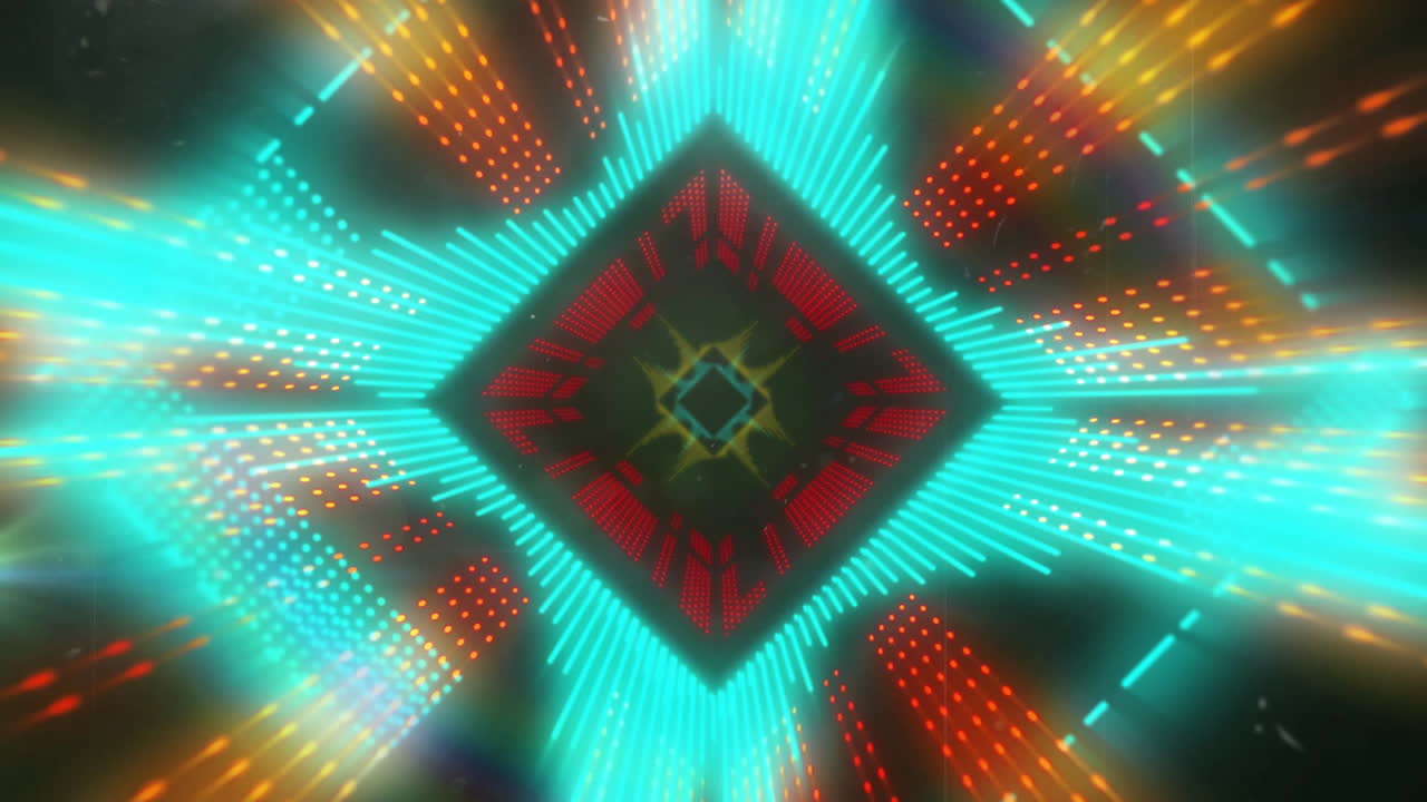 animazione di forme colorate al neon su sfondo nero