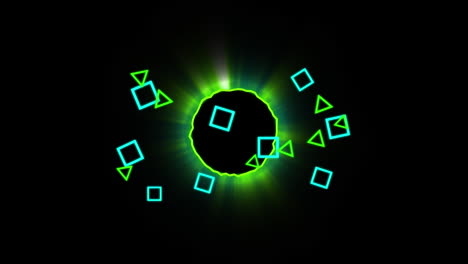 animación de formas sobre círculo sobre fondo negro
