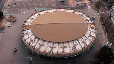 aerial view of a round dome arena