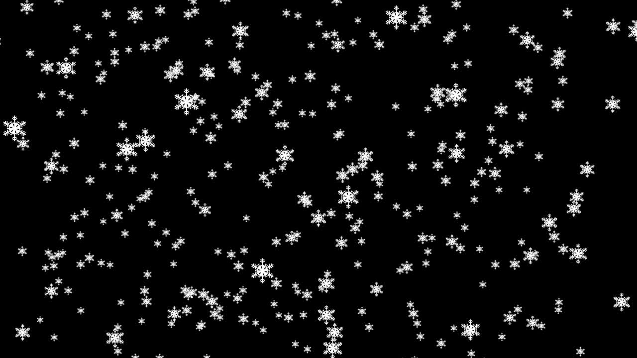 Falling snowflakes on a black background. Snow cut overlay screen