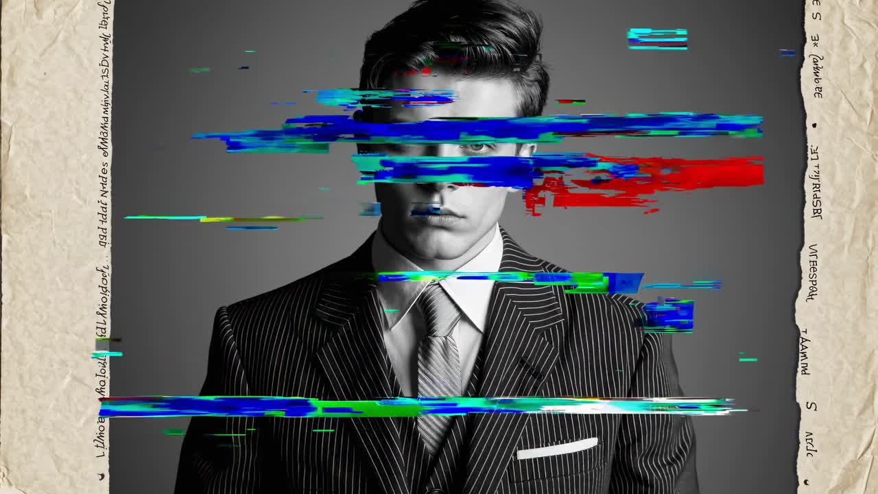 Abstract Portrait of a Man in a Pinstripe Suit