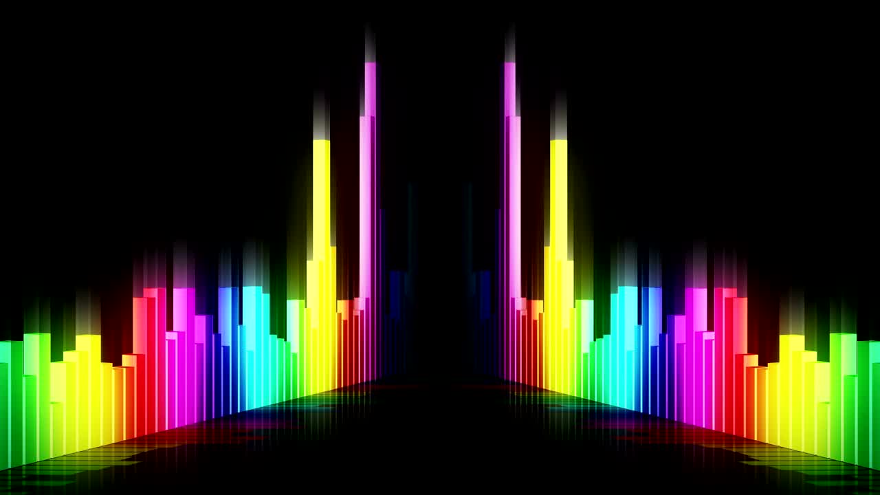 Audio colorful wave animation. Sound wave from equalizer. Pulse music player. Futuristic digital sound wave concept. Loop background.