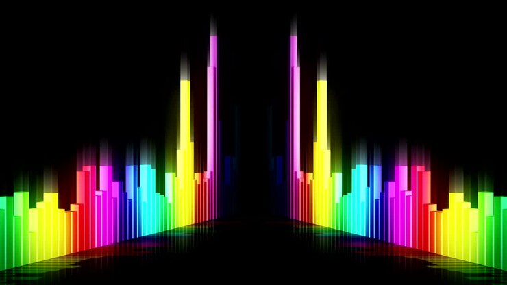 Audio colorful wave animation. Sound wave from equalizer. Pulse music player. Futuristic digital sound wave concept. Loop background.