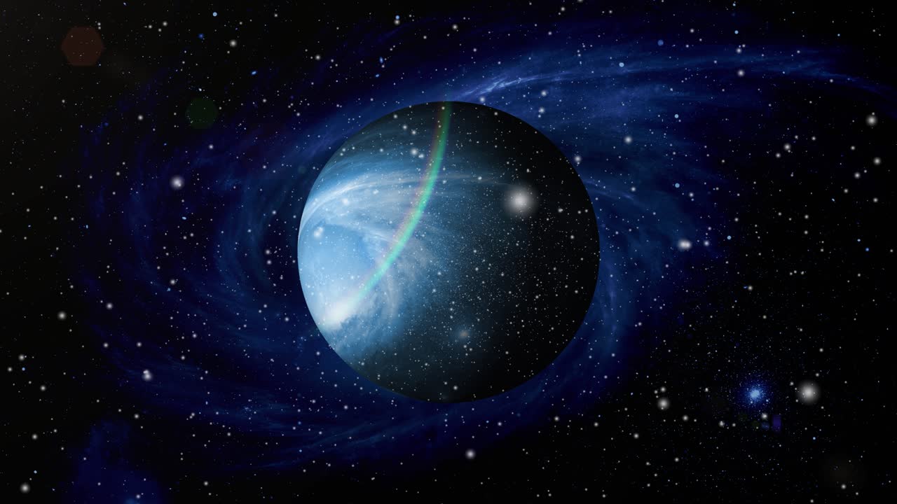 un planeta azul moviéndose en el gran universo