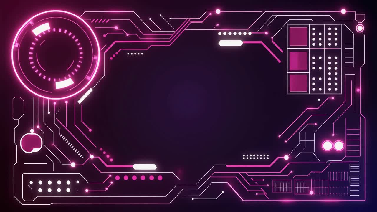 Glowing Pink and Purple Digital Interface Frame Animation