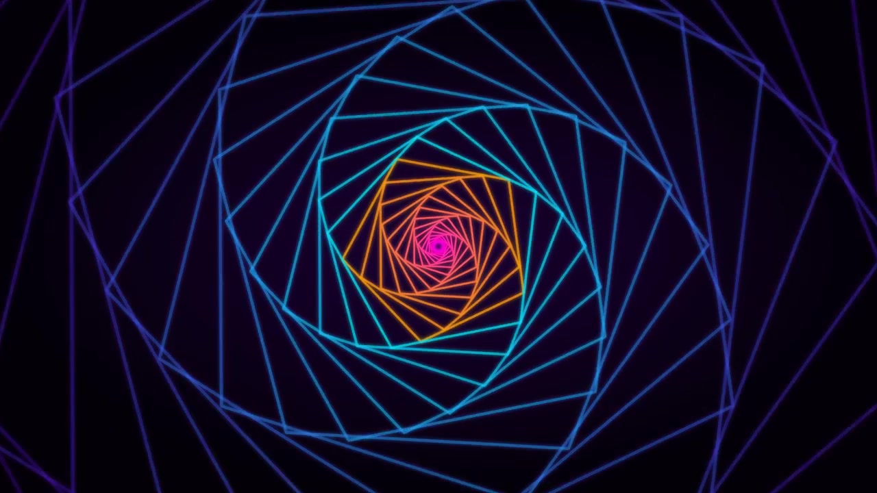 Abstract Neon Geometric Spiral Tunnel Animation