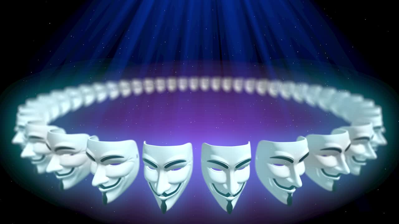 hacker anonymous face mask loop animation background