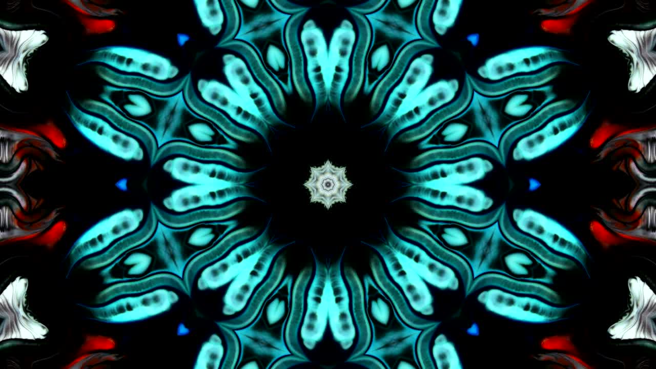 movimiento de caleidoscopio: círculos geométricos y formas de estrellas