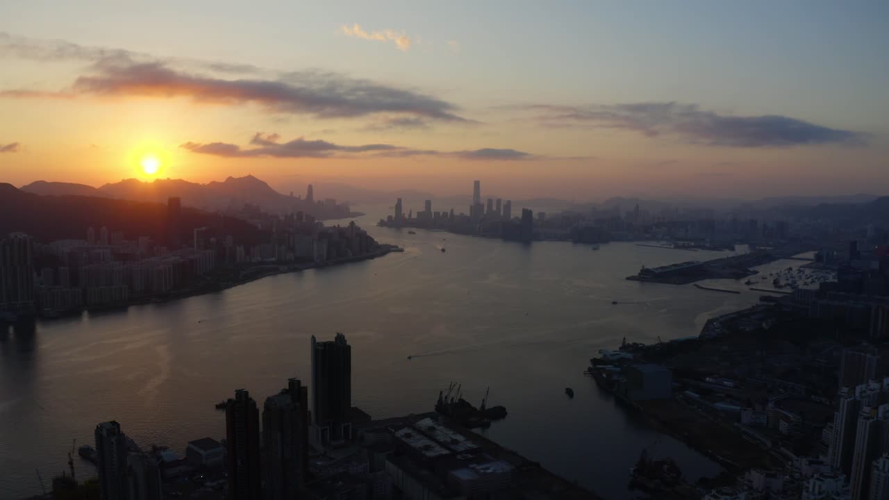 Stunning Sunset Skyline of Hong Kong