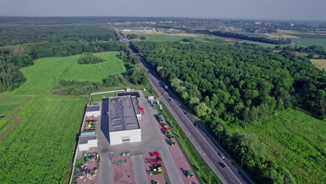 industrial buildings and tractors