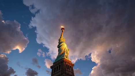 statue of liberty at sunset