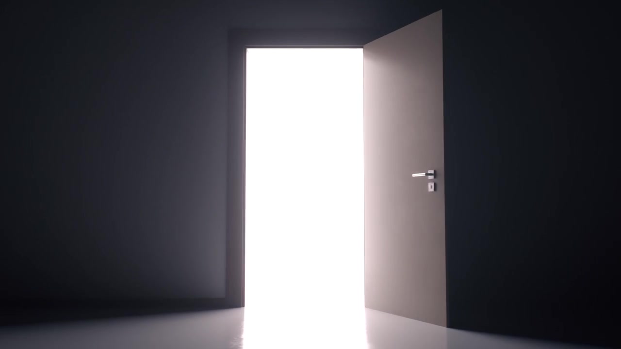 A Door Slowly Opens Revealing Bright White Light