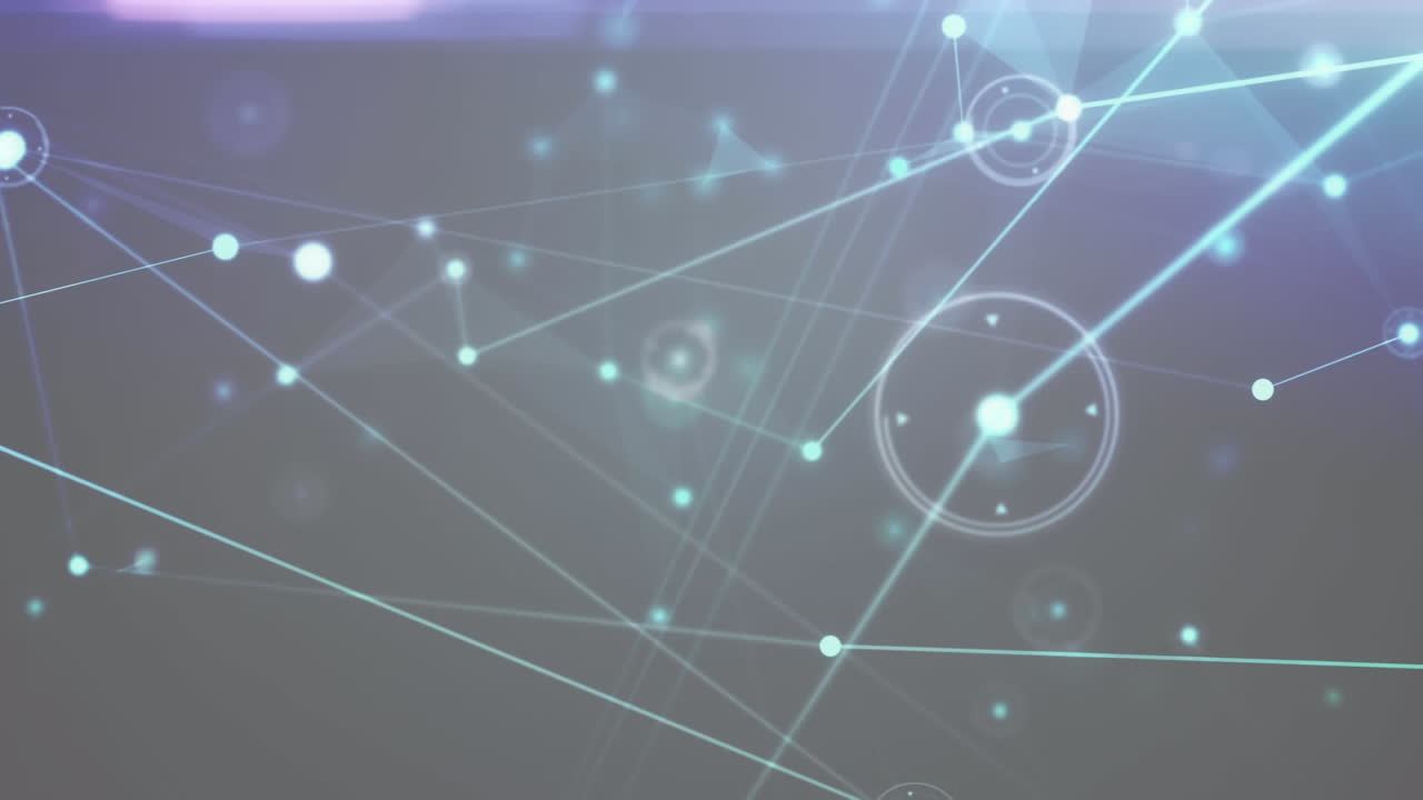 animación digital de una red brillante de conexiones contra un fondo gris